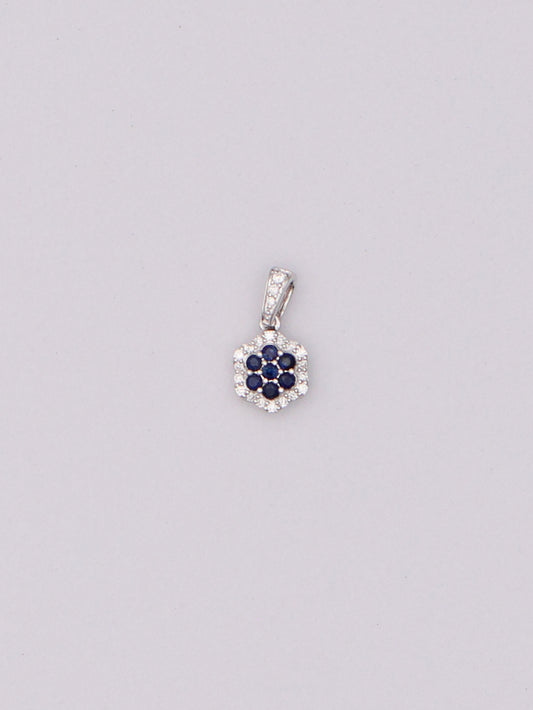 14k WG Diamond & Blue Floral Pendant