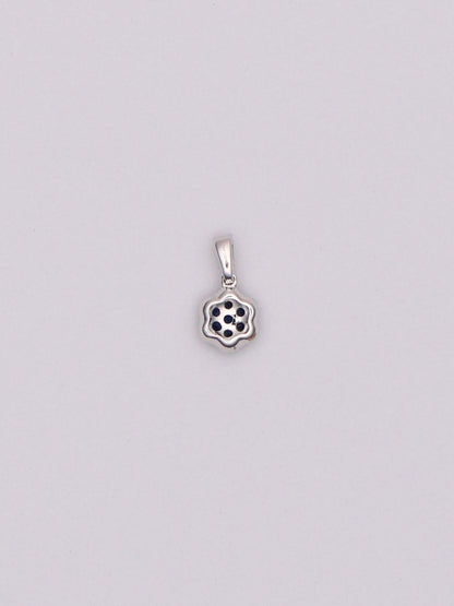 14k WG Diamond & Blue Floral Pendant