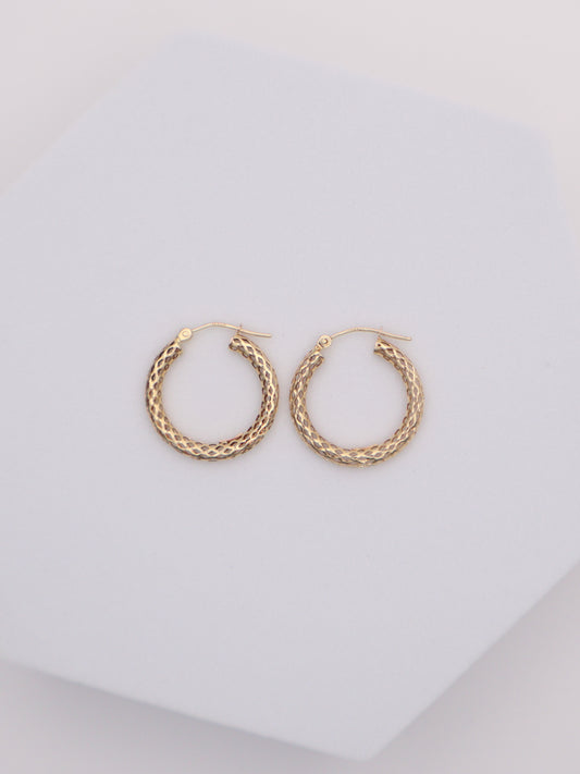 14k Gold Mesh Hoop Earrings