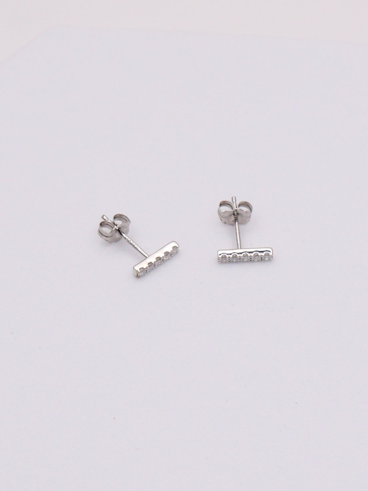 14k WG Diamond Bar Earrings