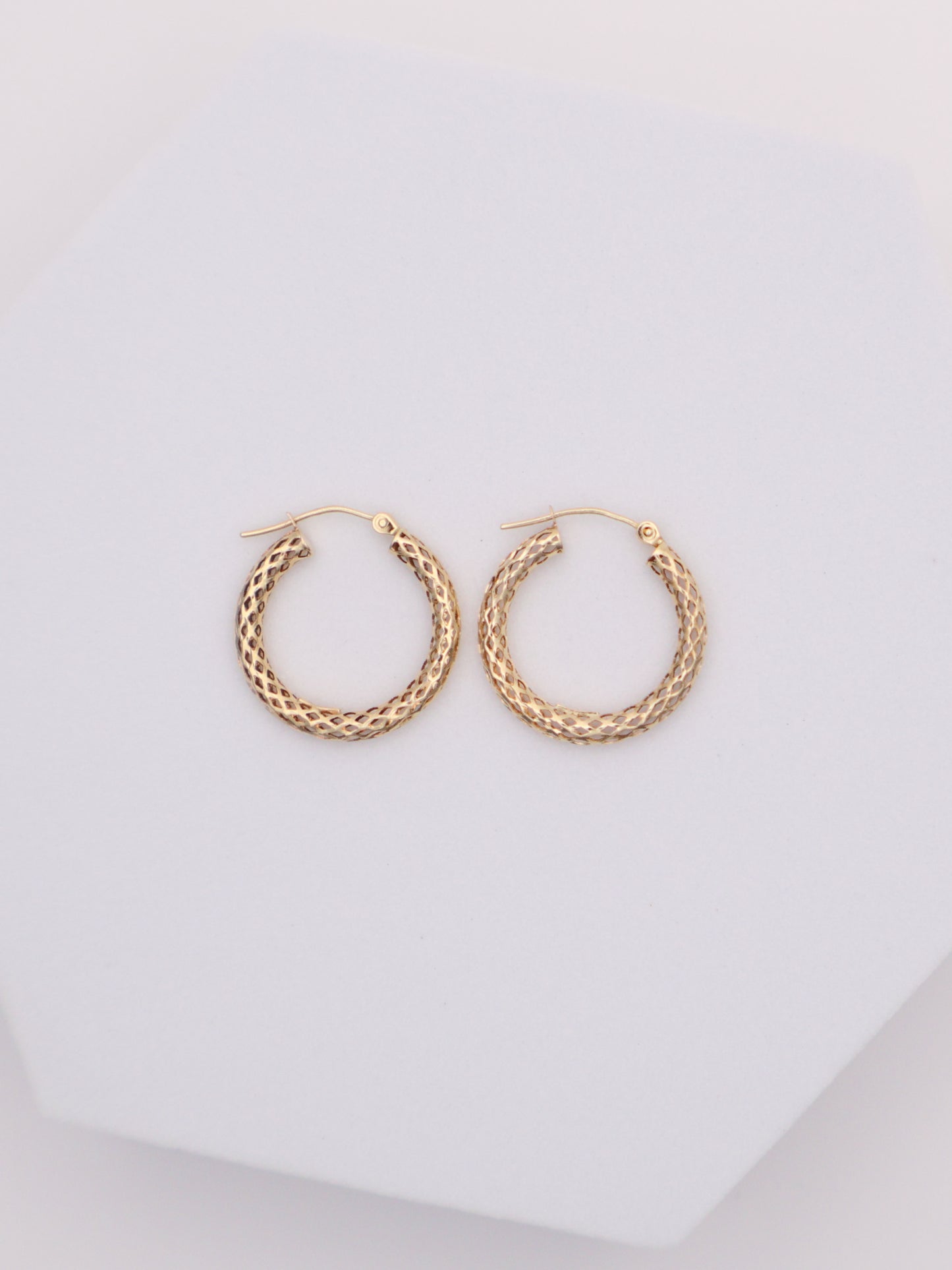 14k Gold Mesh Hoop Earrings