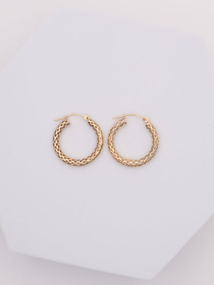 14k Gold Mesh Hoop Earrings