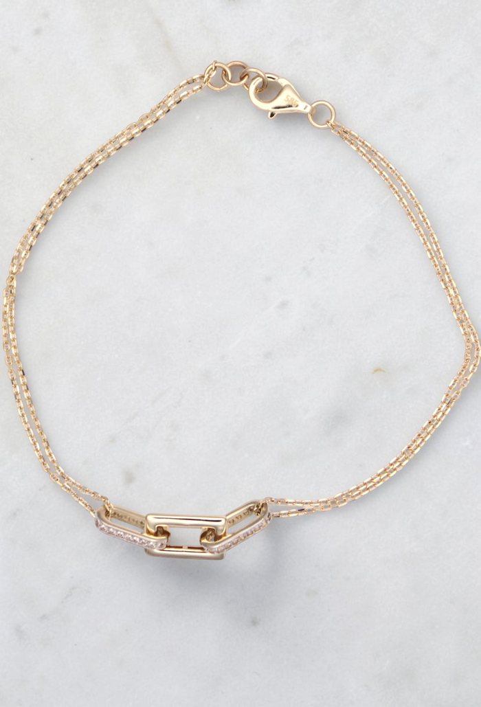 Rectangle and Oval Link Double Cable Bracelet