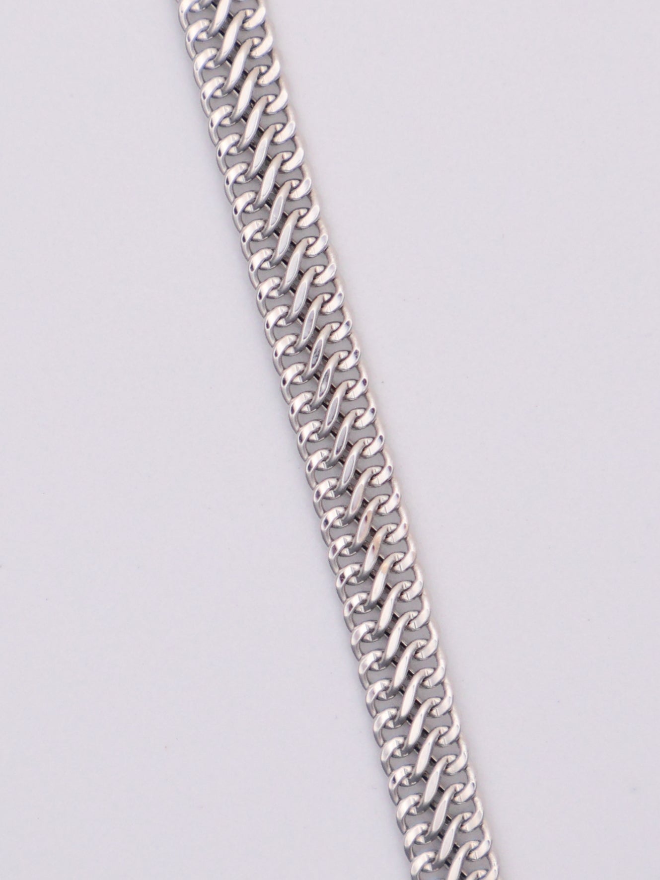 14k White Gold Double Curb Bracelet