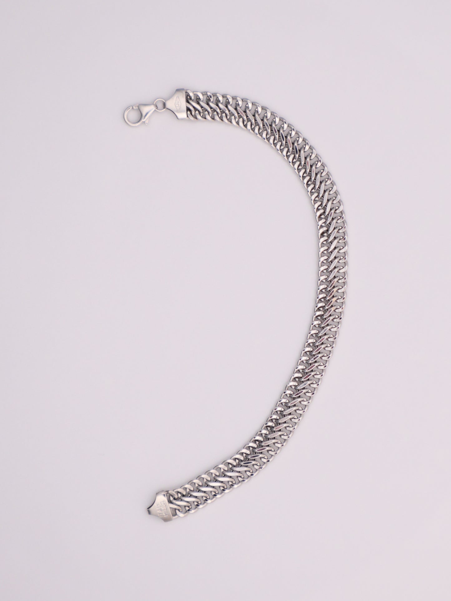 14k White Gold Double Curb Bracelet