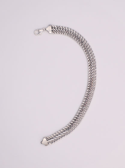 14k White Gold Double Curb Bracelet