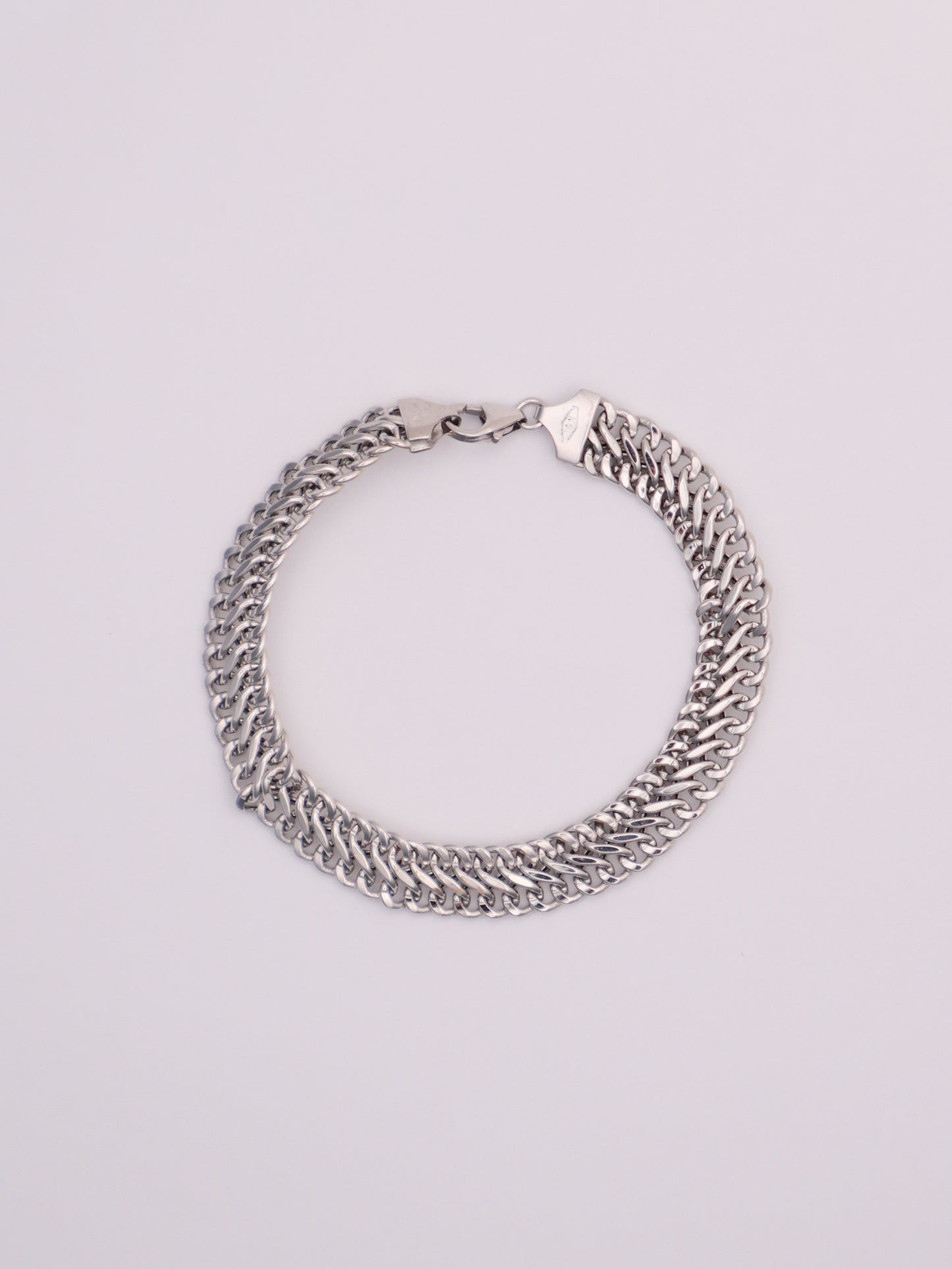 14k White Gold Double Curb Bracelet