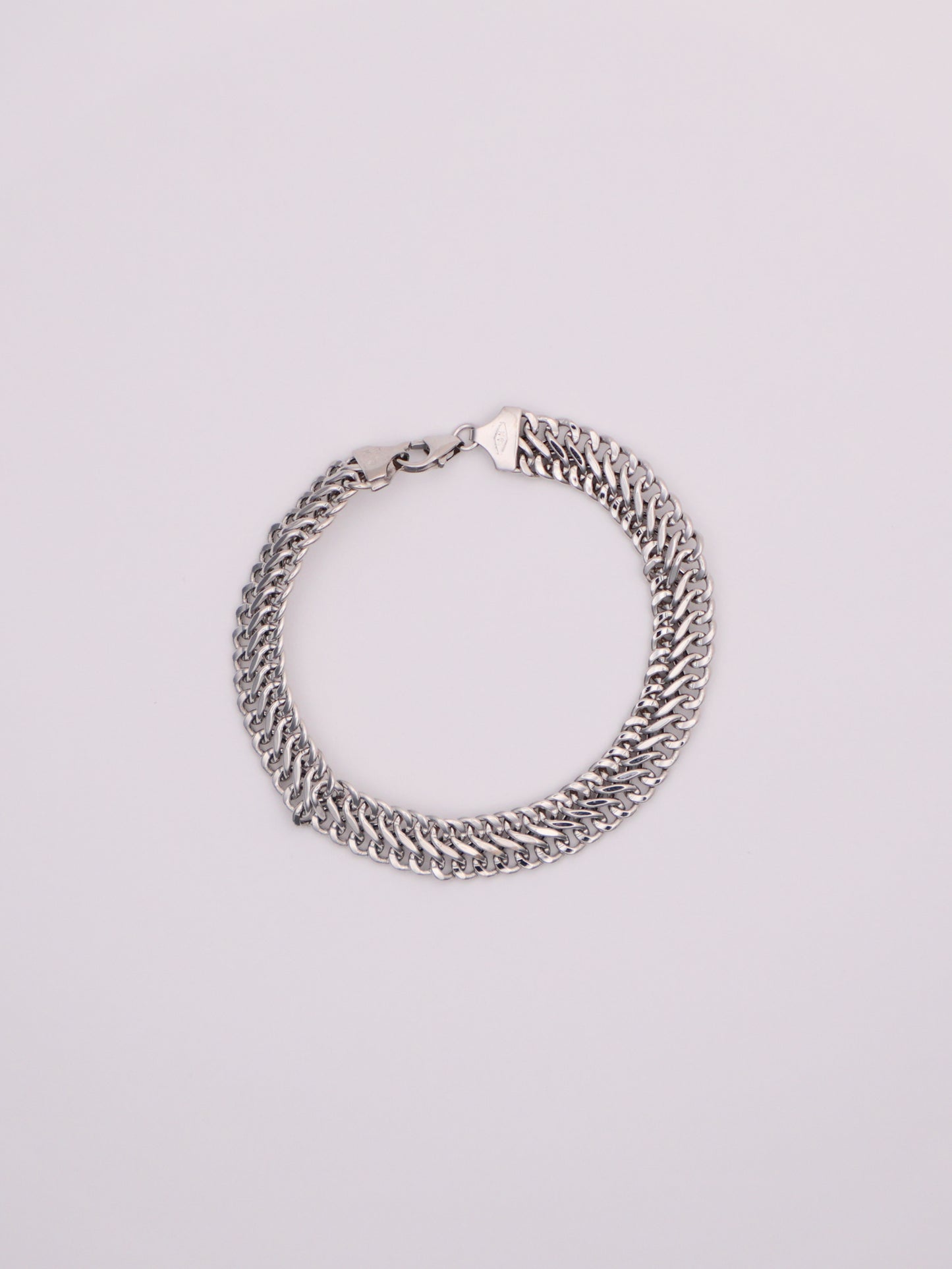 14k White Gold Double Curb Bracelet