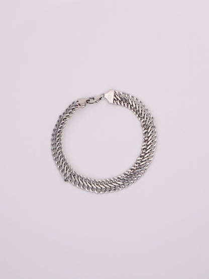 14k White Gold Double Curb Bracelet