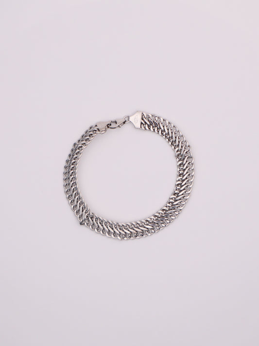 14k White Gold Double Curb Bracelet