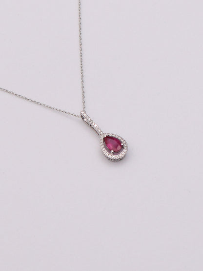 14k WG Red Pear Necklace