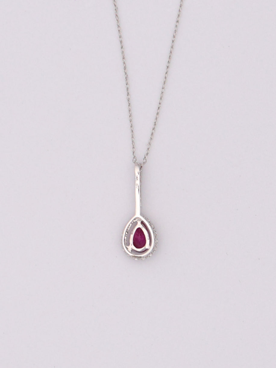 14k WG Red Pear Necklace