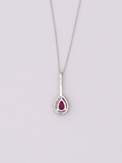 14k WG Red Pear Necklace