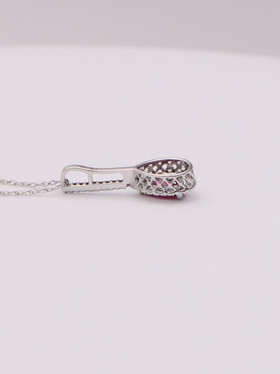 14k WG Red Pear Necklace