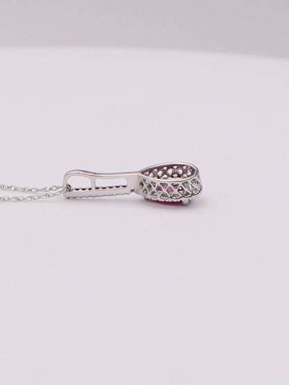 14k WG Red Pear Necklace
