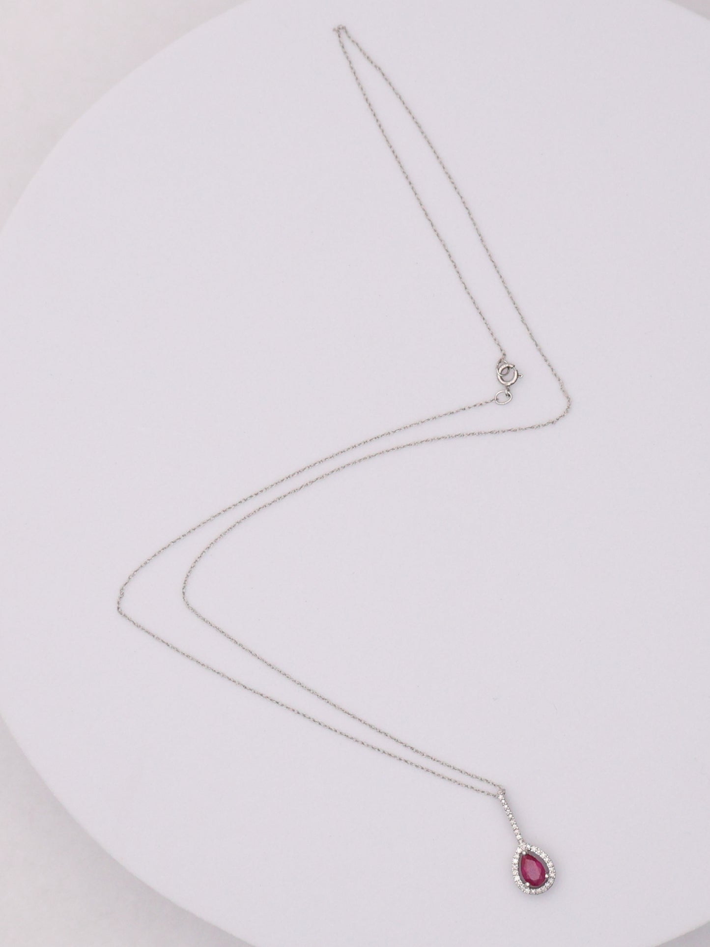 14k WG Red Pear Necklace