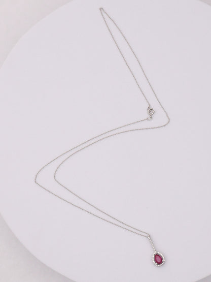 14k WG Red Pear Necklace