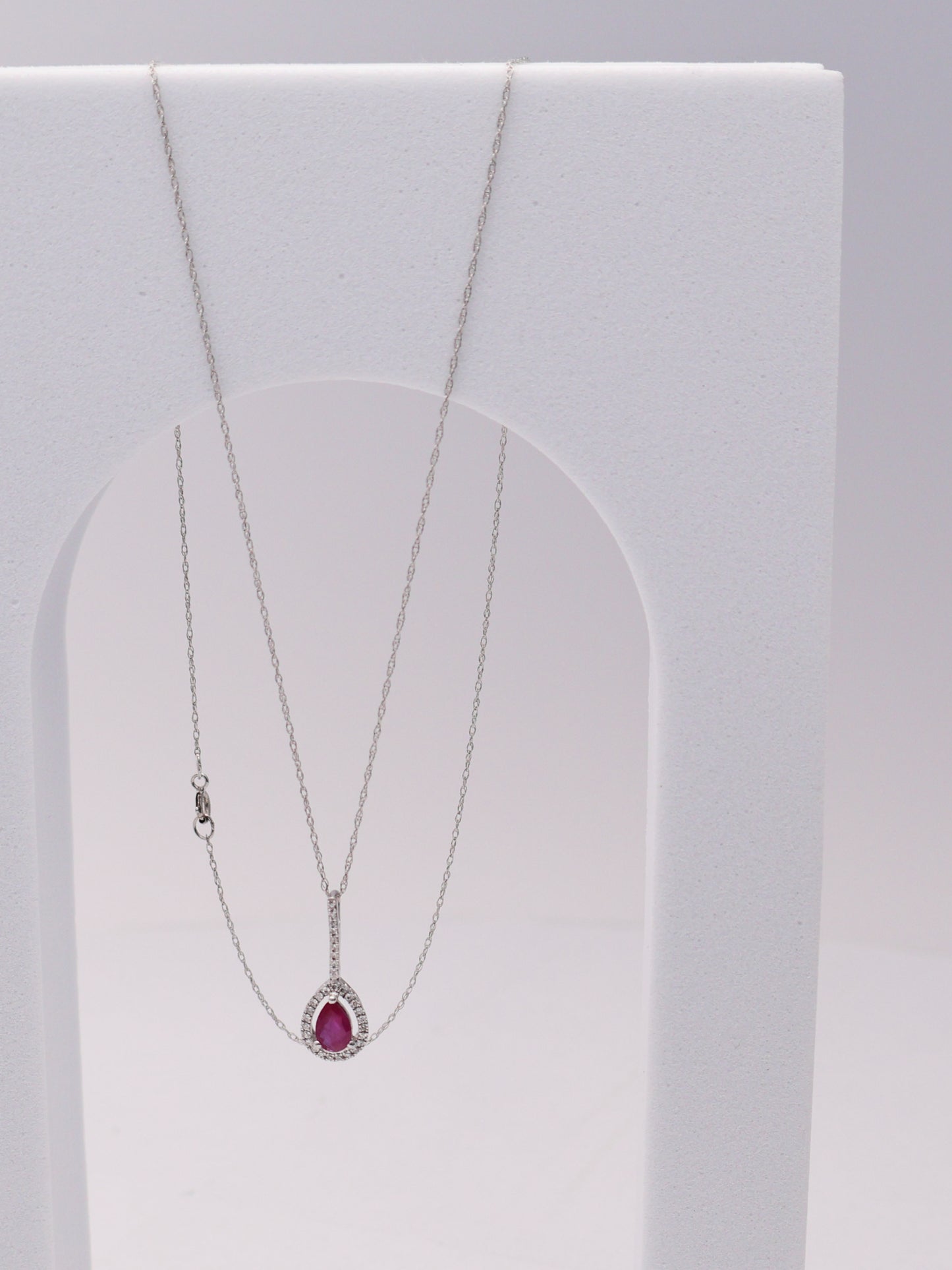 14k WG Red Pear Necklace
