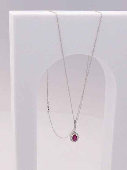14k WG Red Pear Necklace