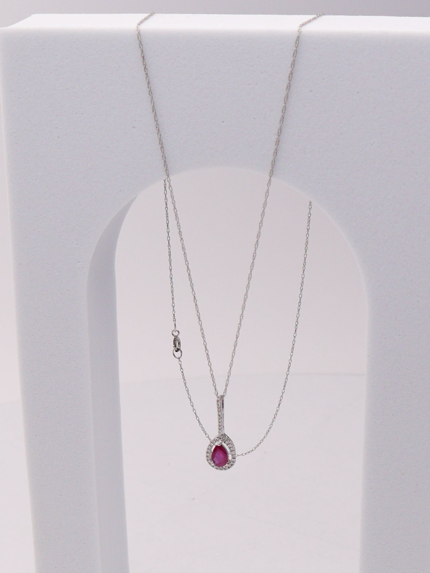 14k WG Red Pear Necklace