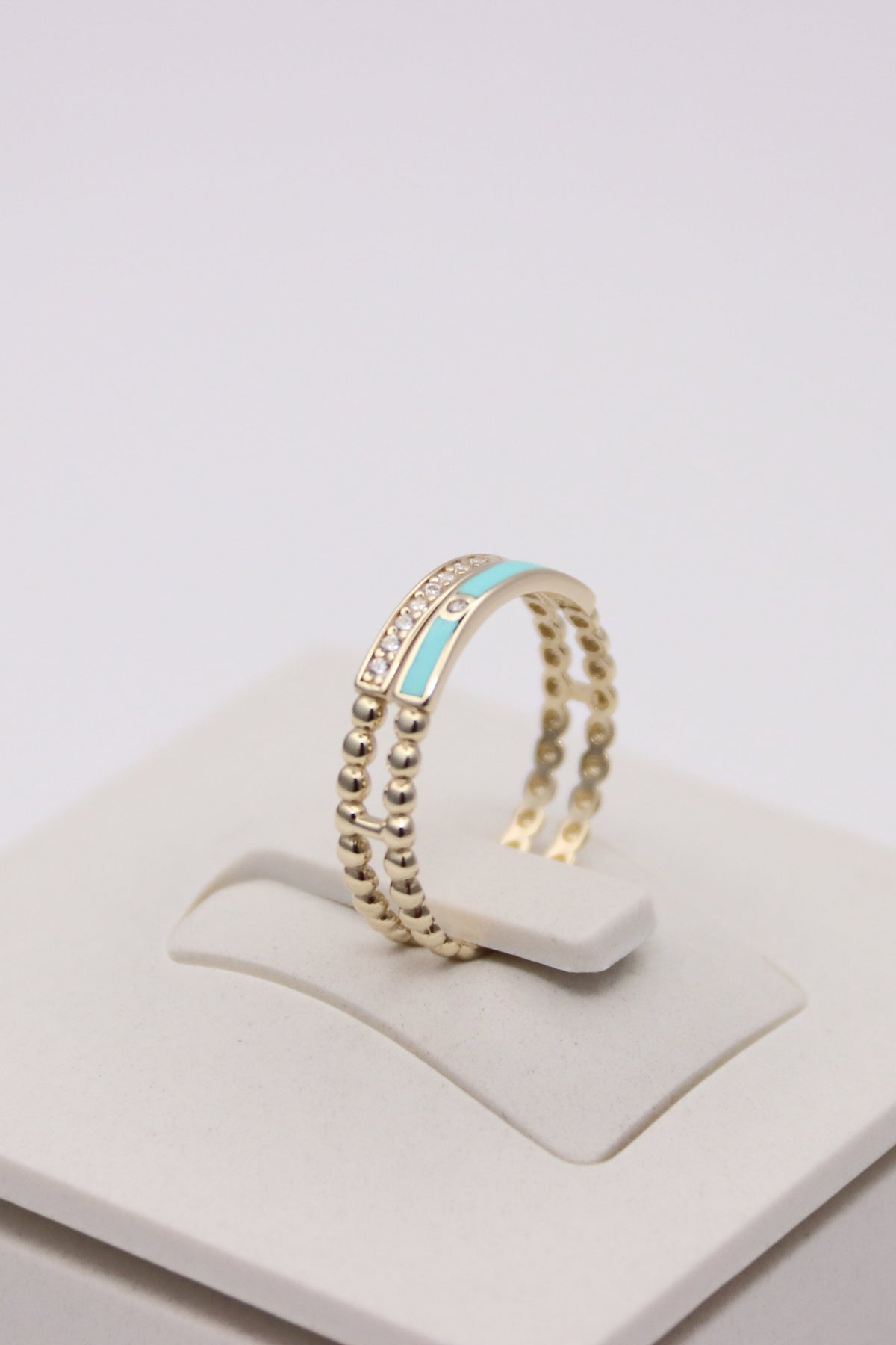 Double Beaded Bands with Round Clear Stones