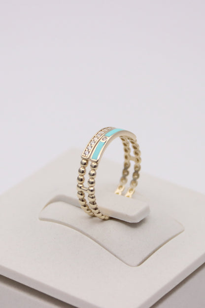 Double Beaded Bands with Round Clear Stones