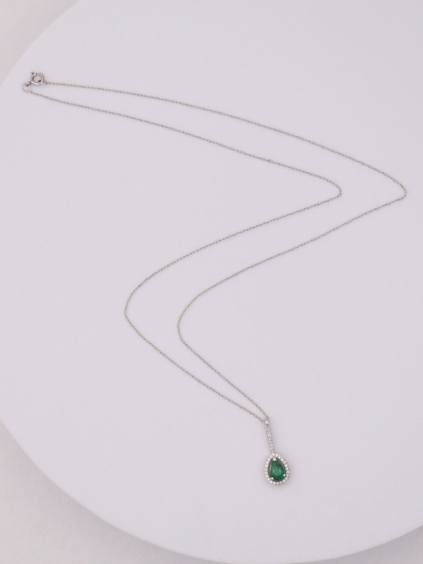 14k WG Green Pear Necklace