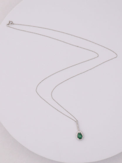 14k WG Green Pear Necklace