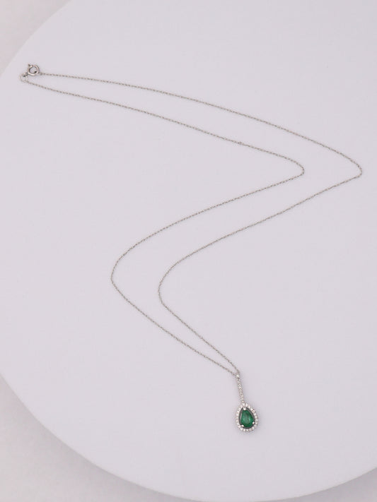 14k WG Green Pear Necklace