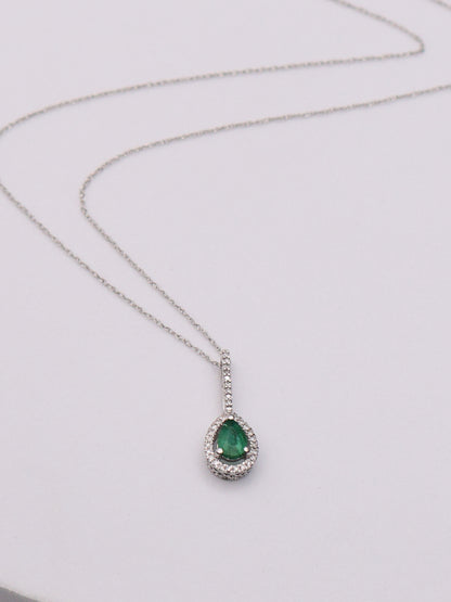 14k WG Green Pear Necklace