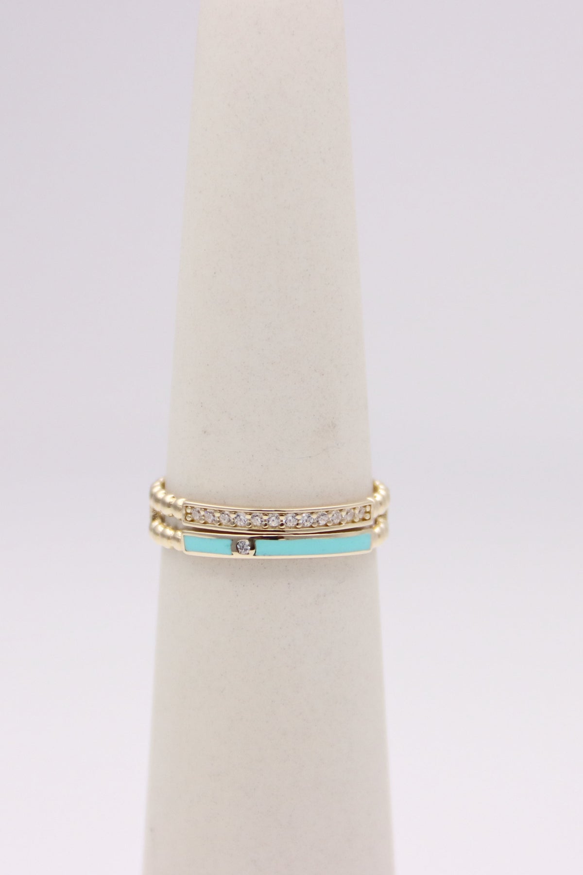 Double Beaded Bands with Round Clear Stones