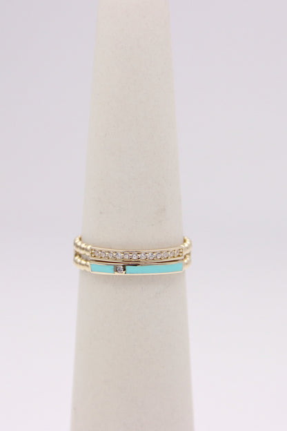 Double Beaded Bands with Round Clear Stones