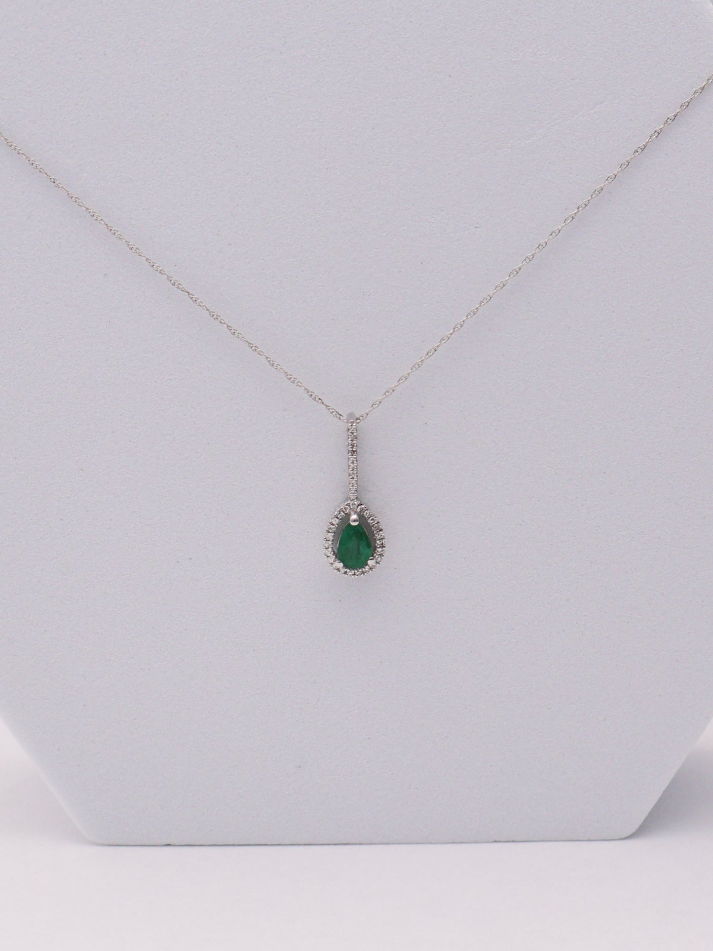 14k WG Green Pear Necklace