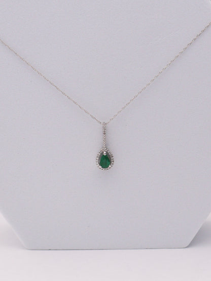 14k WG Green Pear Necklace