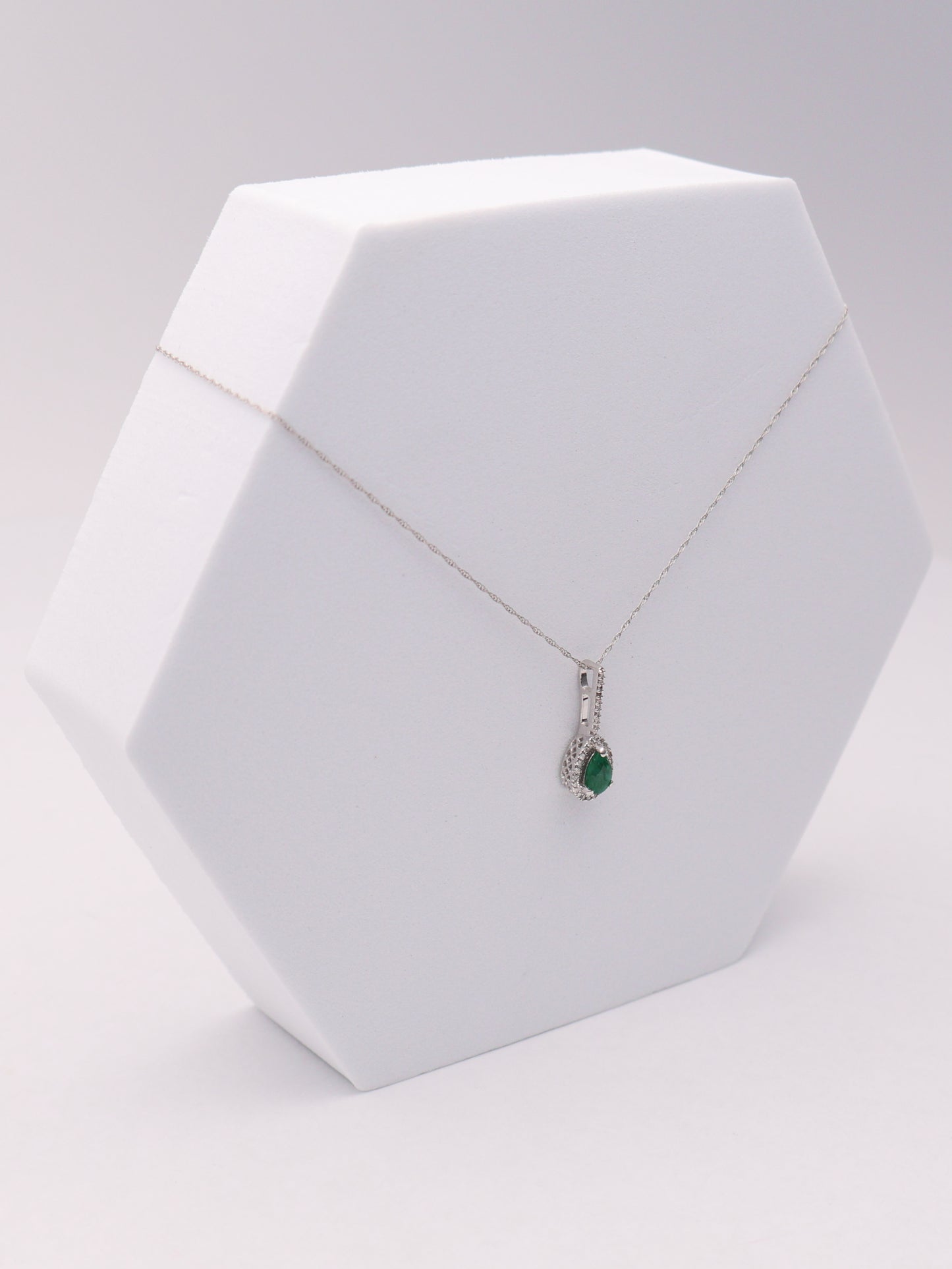 14k WG Green Pear Necklace