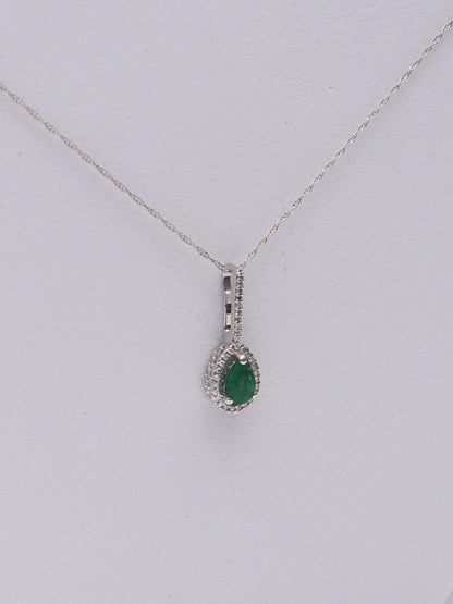 14k WG Green Pear Necklace
