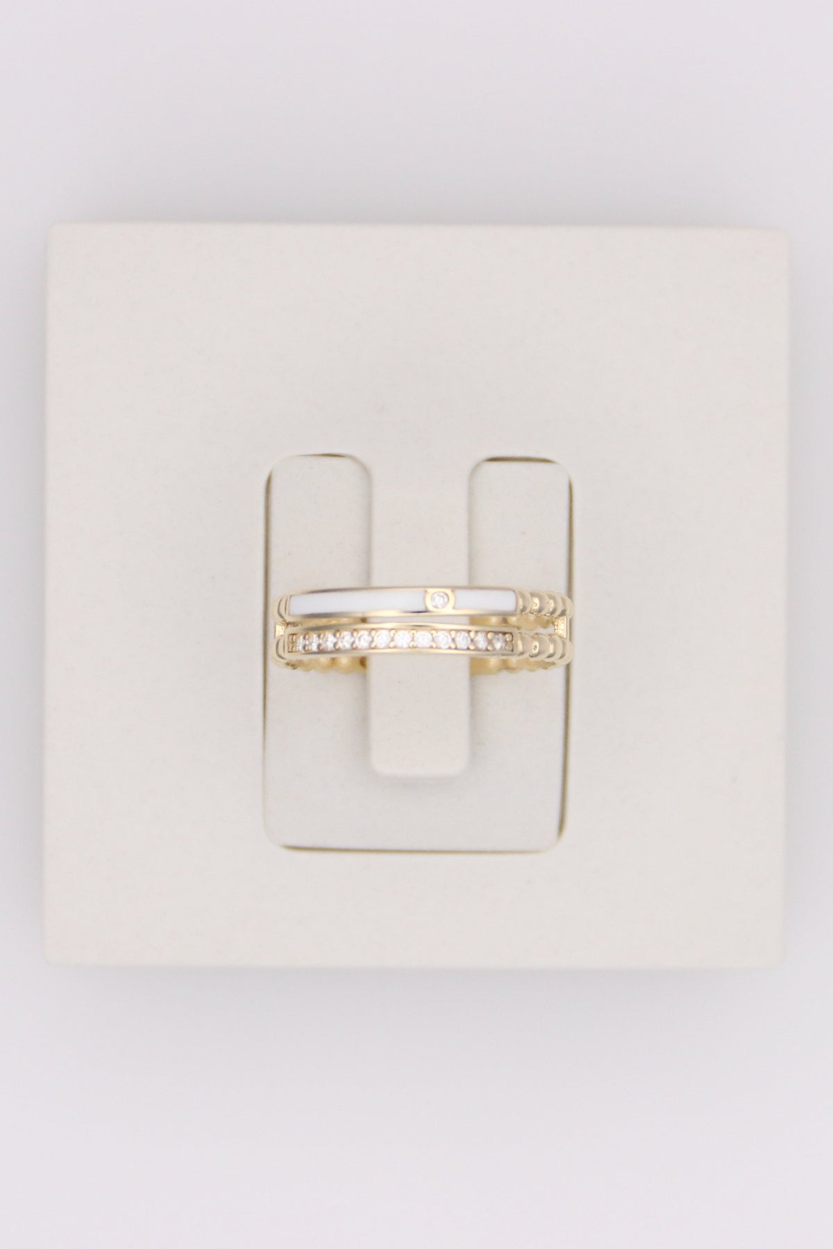 Double Beaded Bands with Round Clear Stones