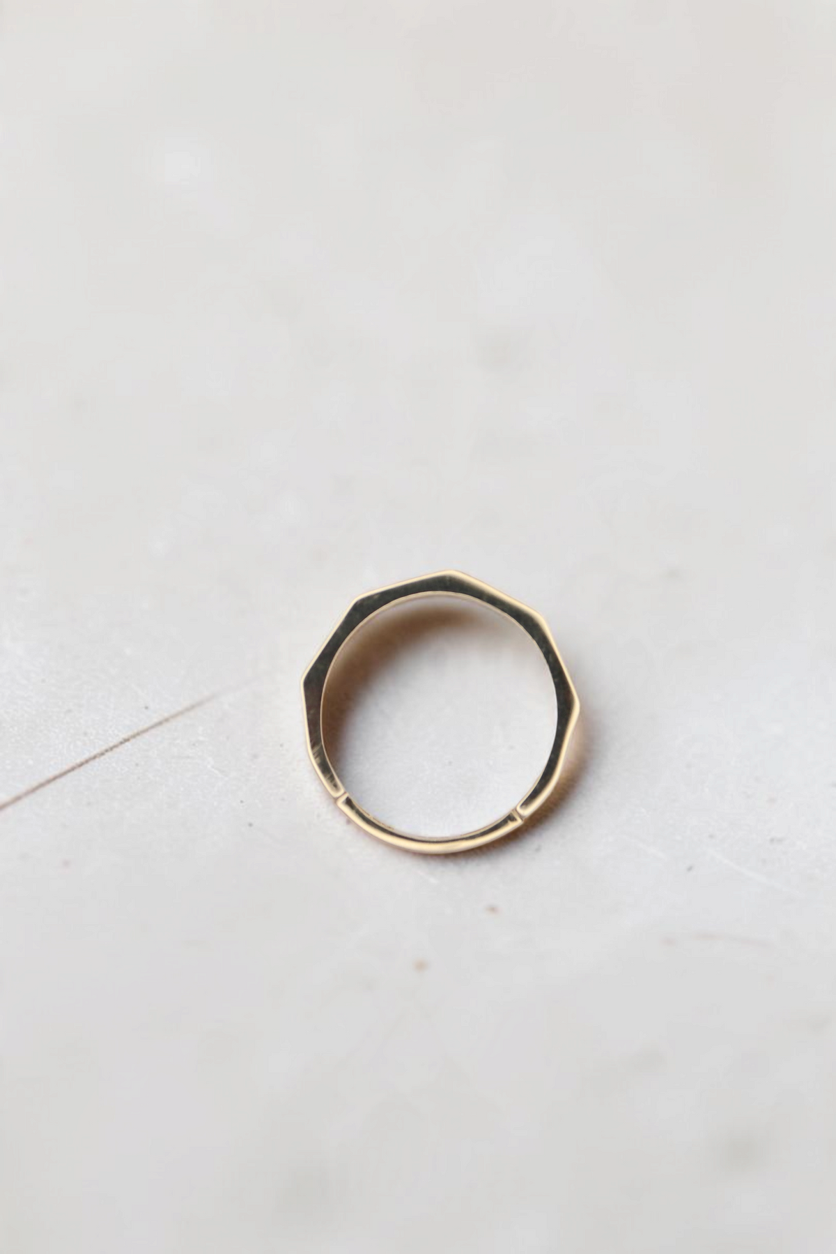 Zafrah 14k solid gold ring with a geometric octagonal band design, size 7, elegant minimalist jewelry