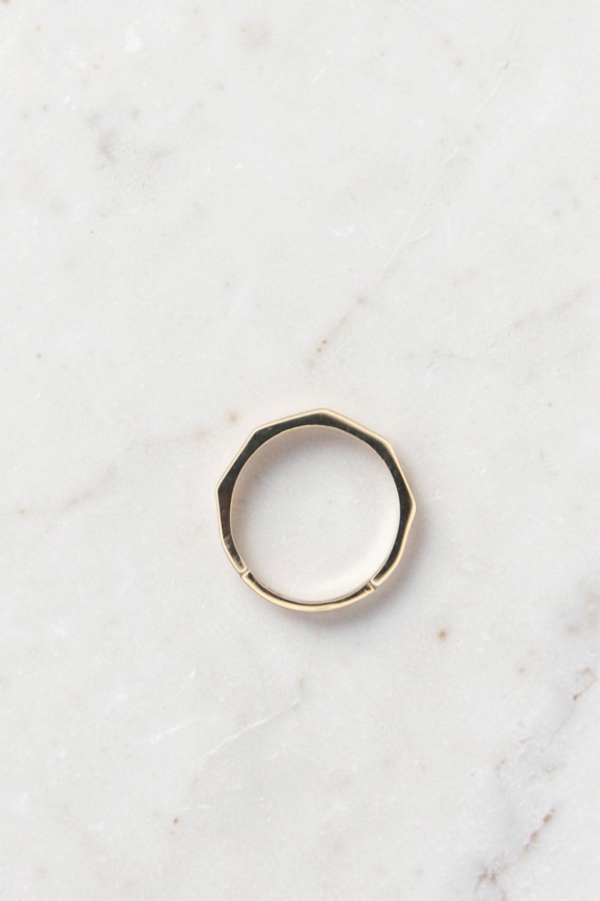 Zafrah double geometric band ring in solid 14k yellow gold with a modern flat-edged design