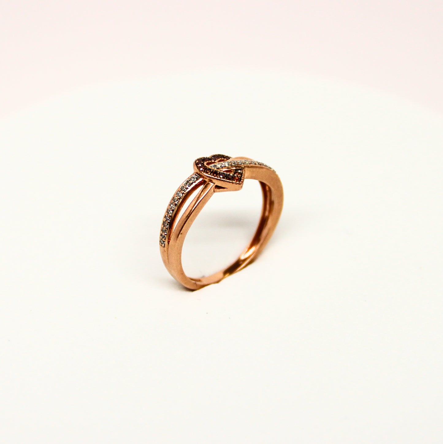 10k RG Diamond Heart Ring