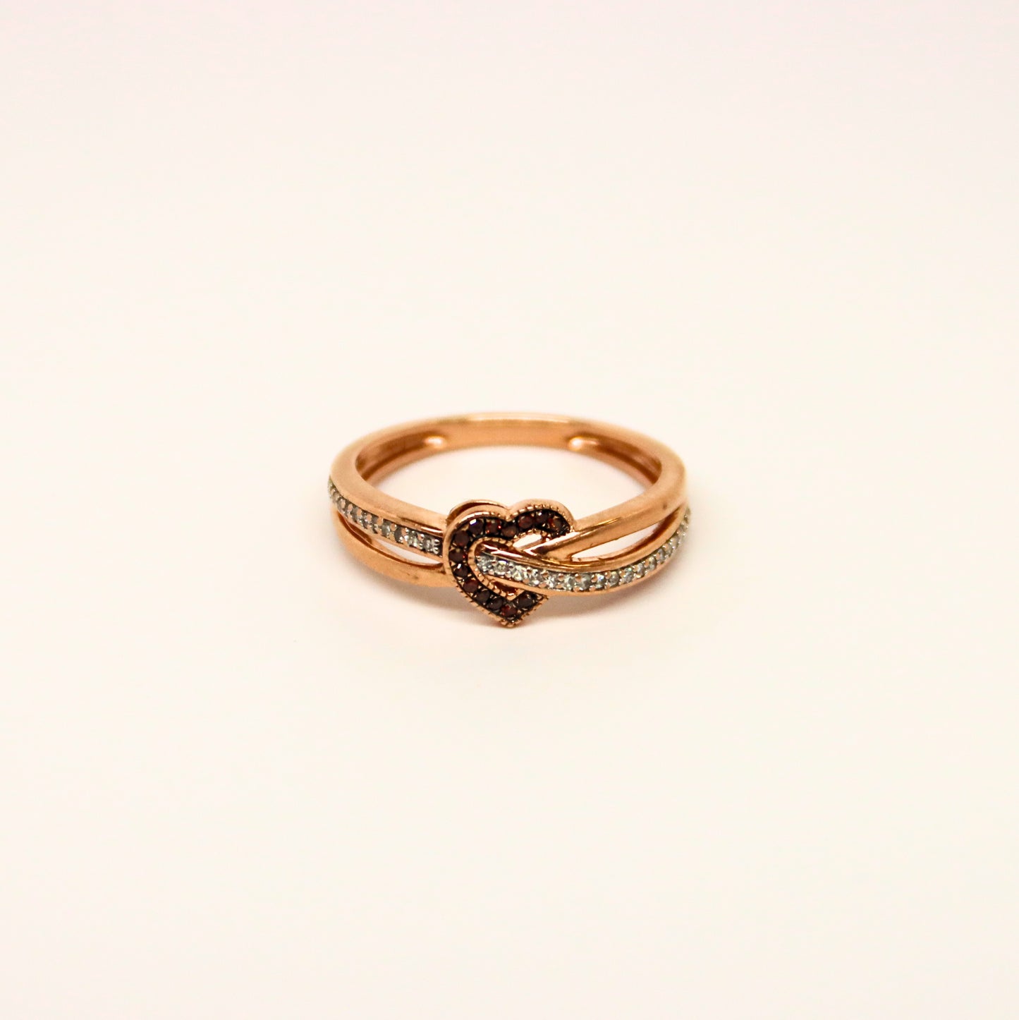 10k RG Diamond Heart Ring