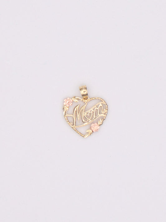 10k "Mom" Heart Pendant
