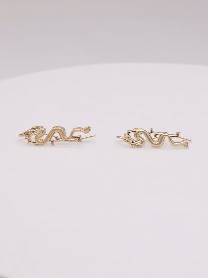 14k Dragon Earrings
