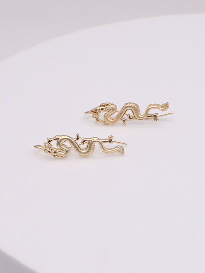 14k Dragon Earrings