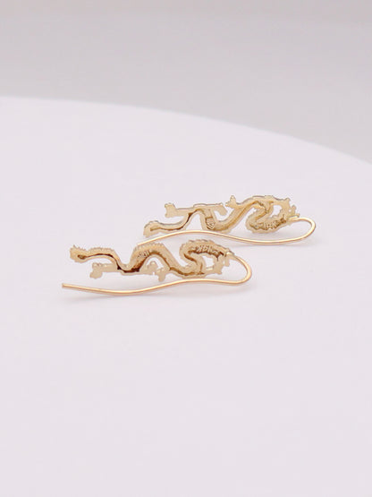 14k Dragon Earrings