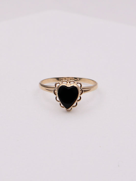 10k Black Heart Ring