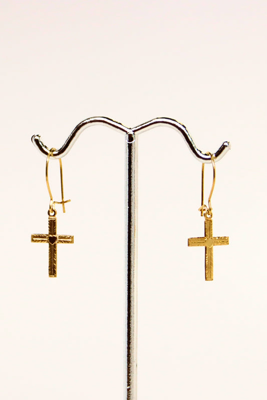14k Cross Earrings