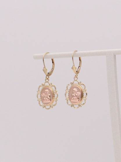 14k Angel Cameo Earrings
