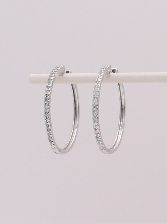 10k White Gold Diamond Hoops