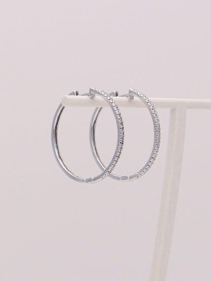 10k White Gold Diamond Hoops